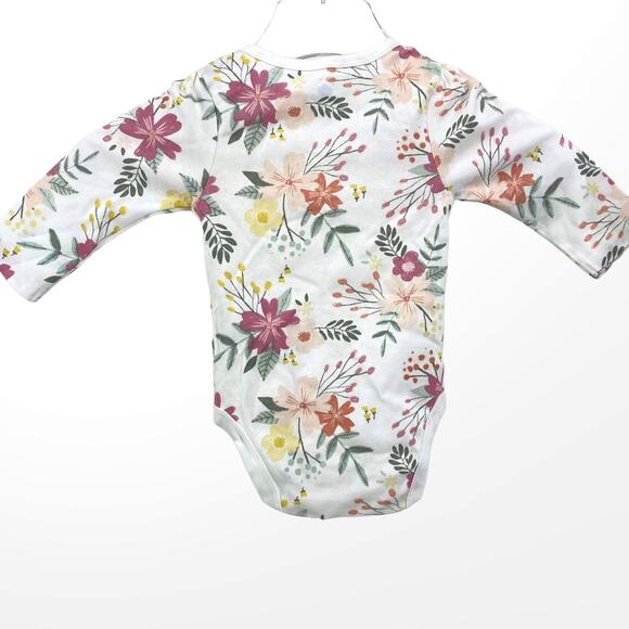 CLOUD ISLAND White Cotton Floral Long Sleeve Snap Closure Bodysuit - Picture 2 of 9